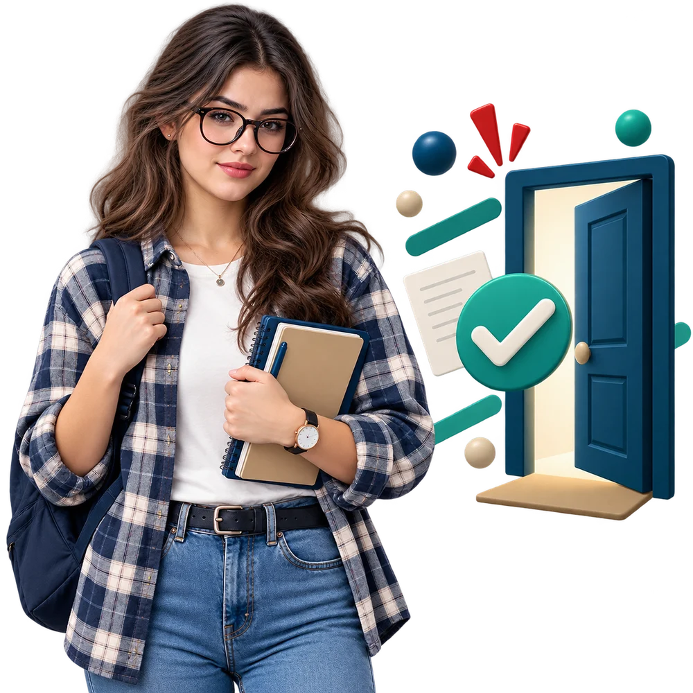 La alumna entra tranquila el día del examen, con la puerta abierta delante
