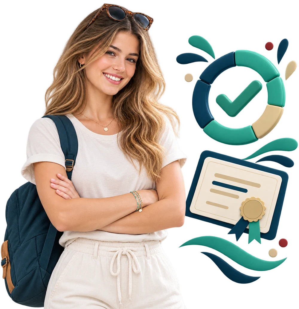 La alumna termina el mes con su curso completo y su certificado